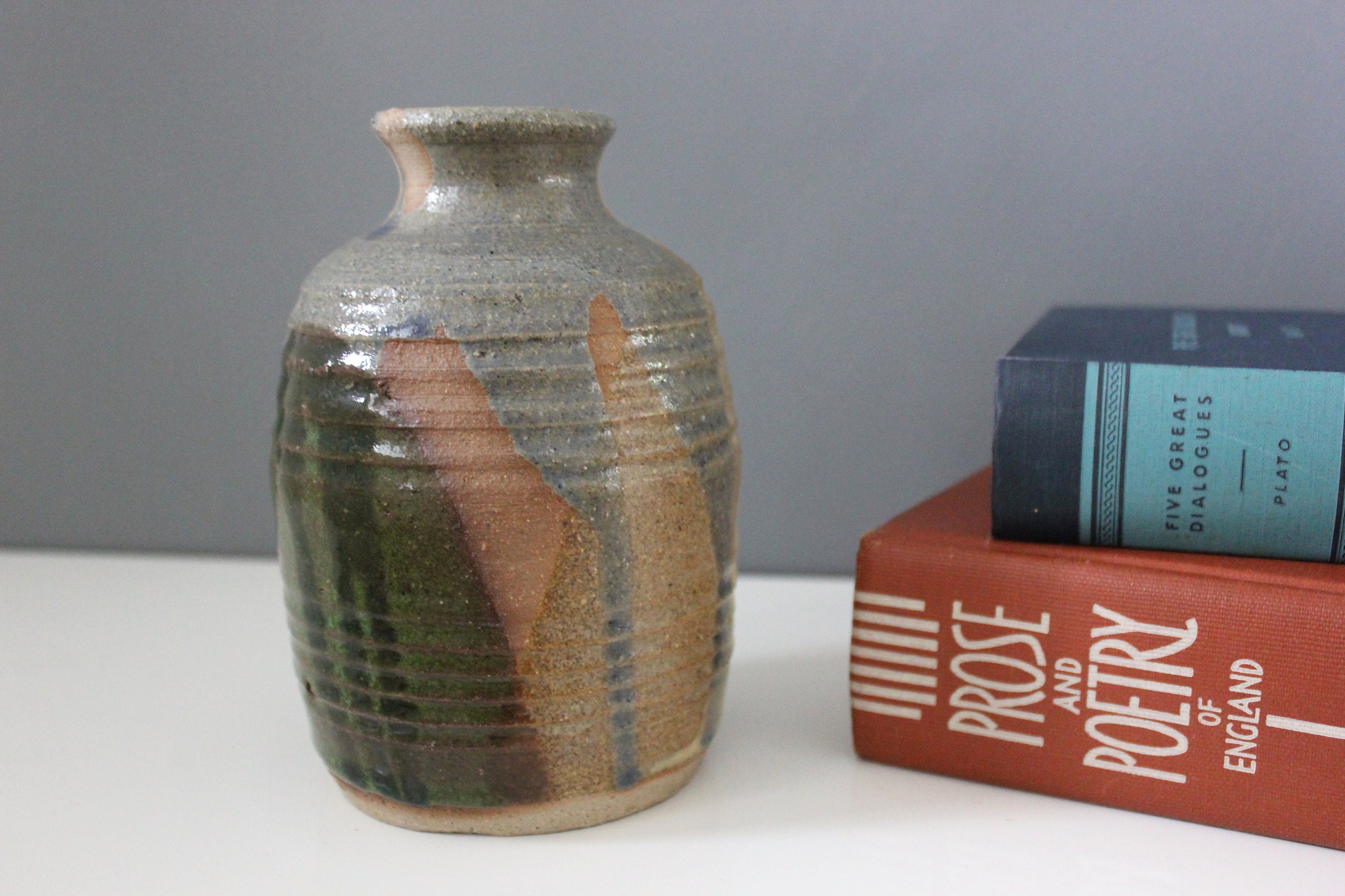 Mid Century Modern Pottery Vase Drip Glaze