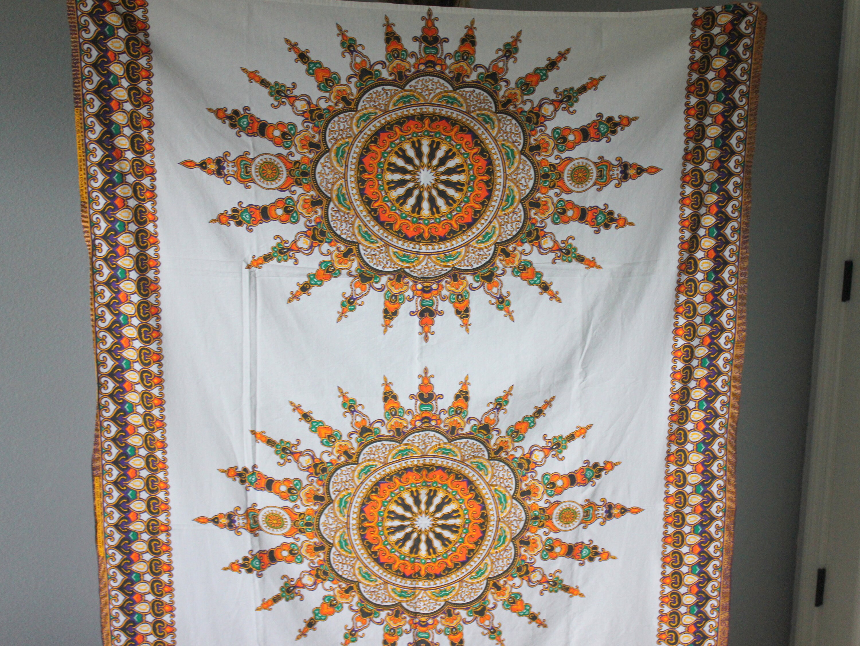 Kenyan Cotton Dashiki Mandala Wall Tapestry / Table Cloth / African Art