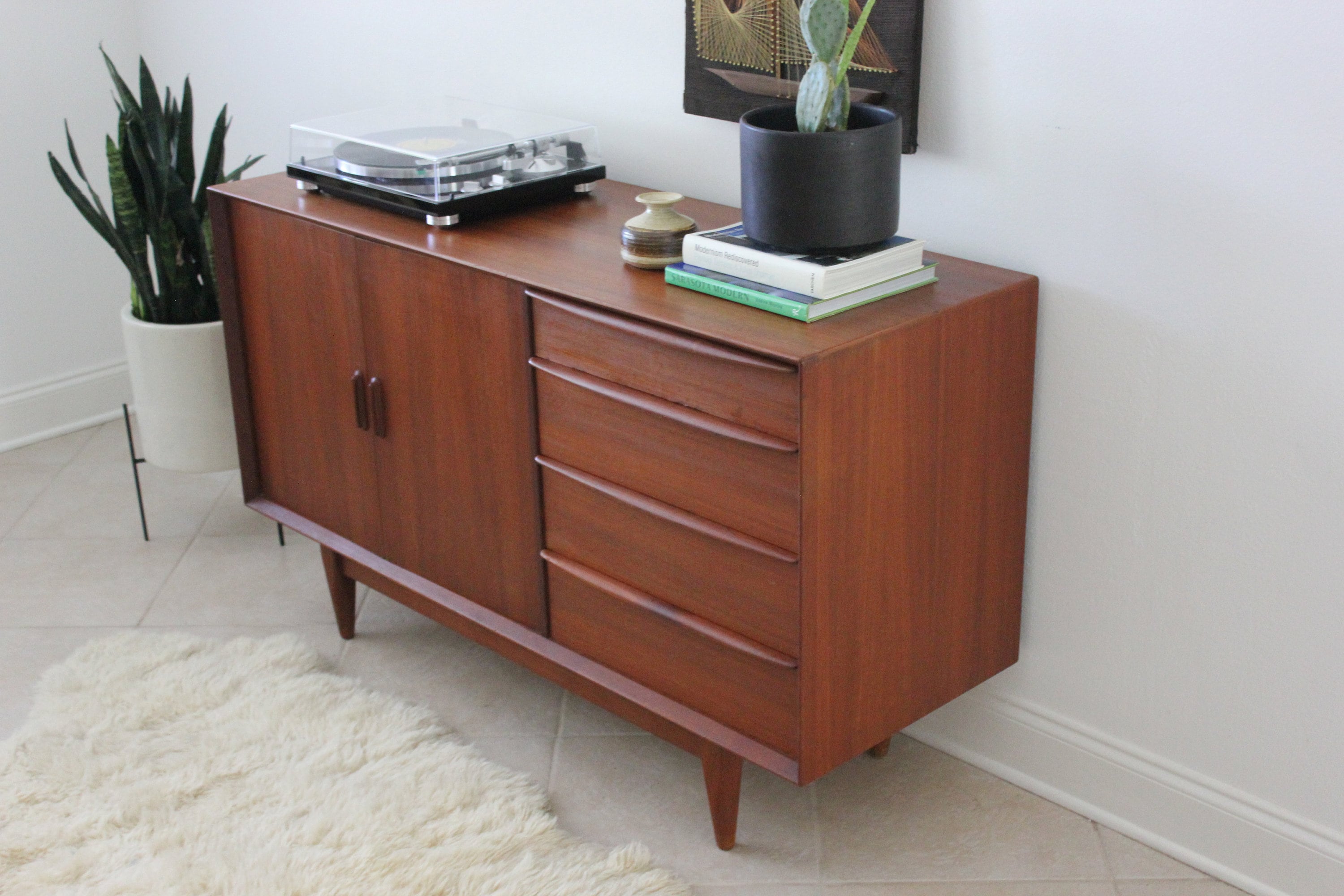 Danish Modern Teak Sideboard Credenza Cabinet By Falster