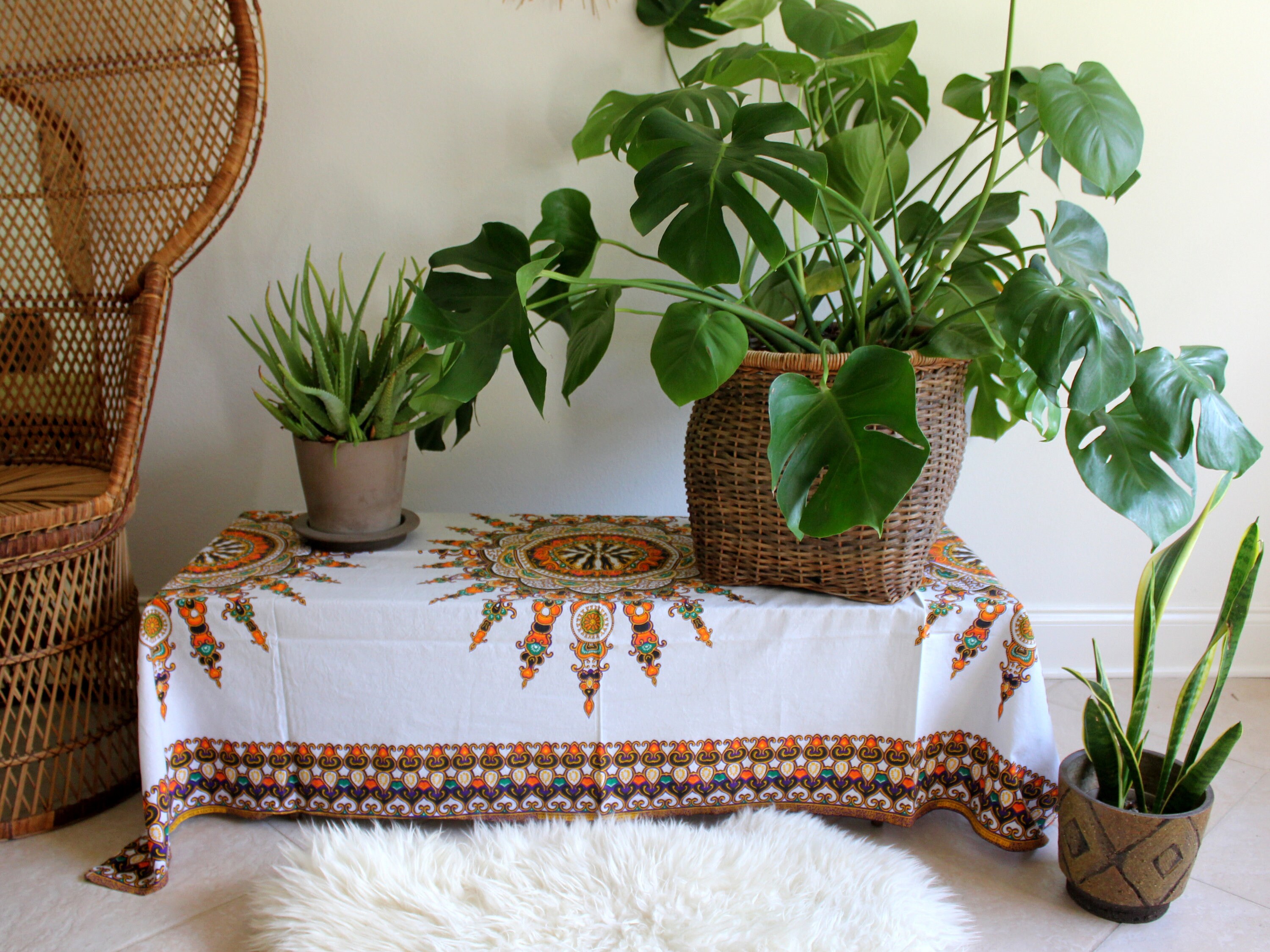 Kenyan Cotton Dashiki Mandala Wall Tapestry / Table Cloth / African Art