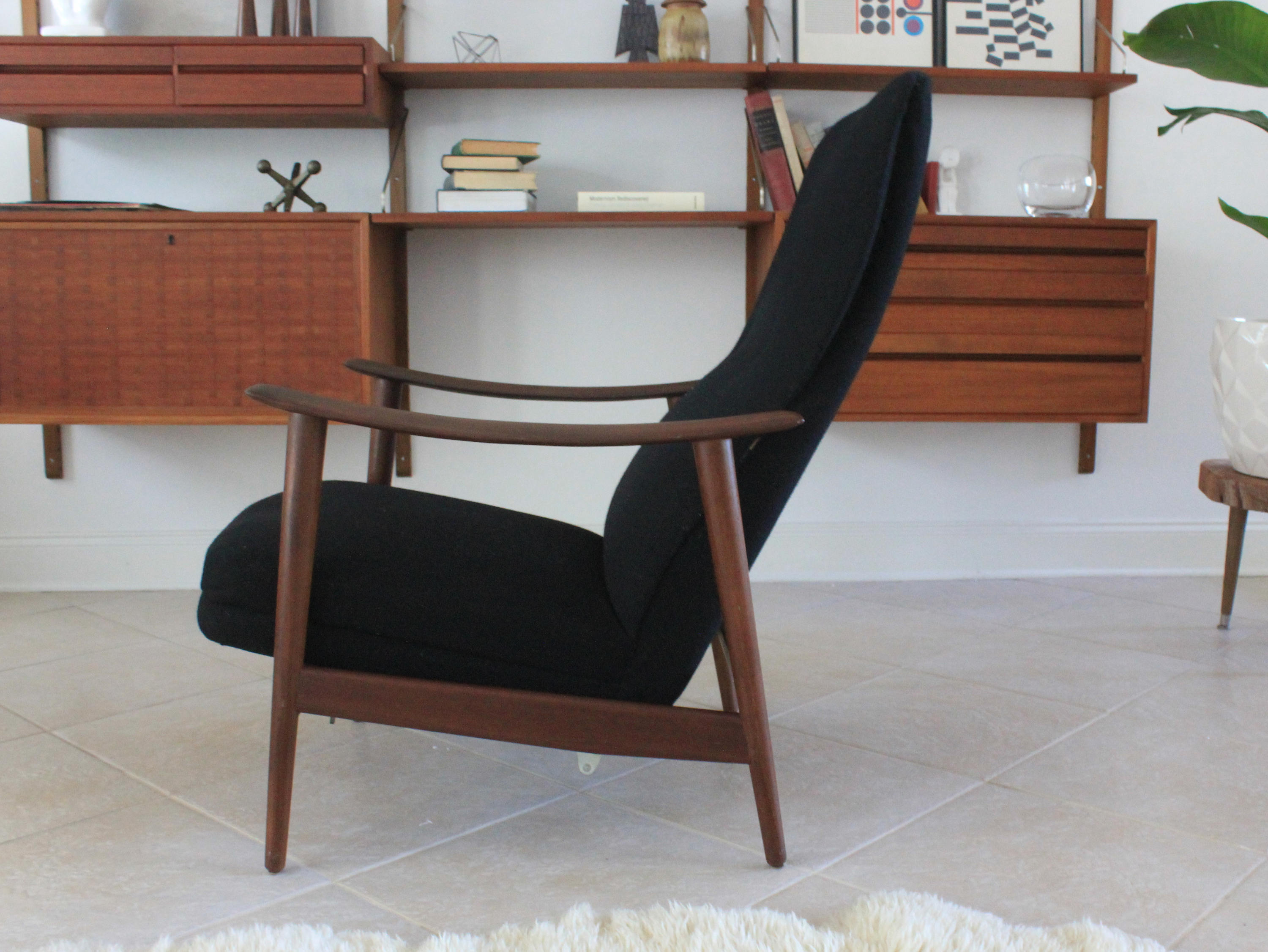 Mid Century Modern Scandinavian High Back Rocking Lounge Chair Recliner