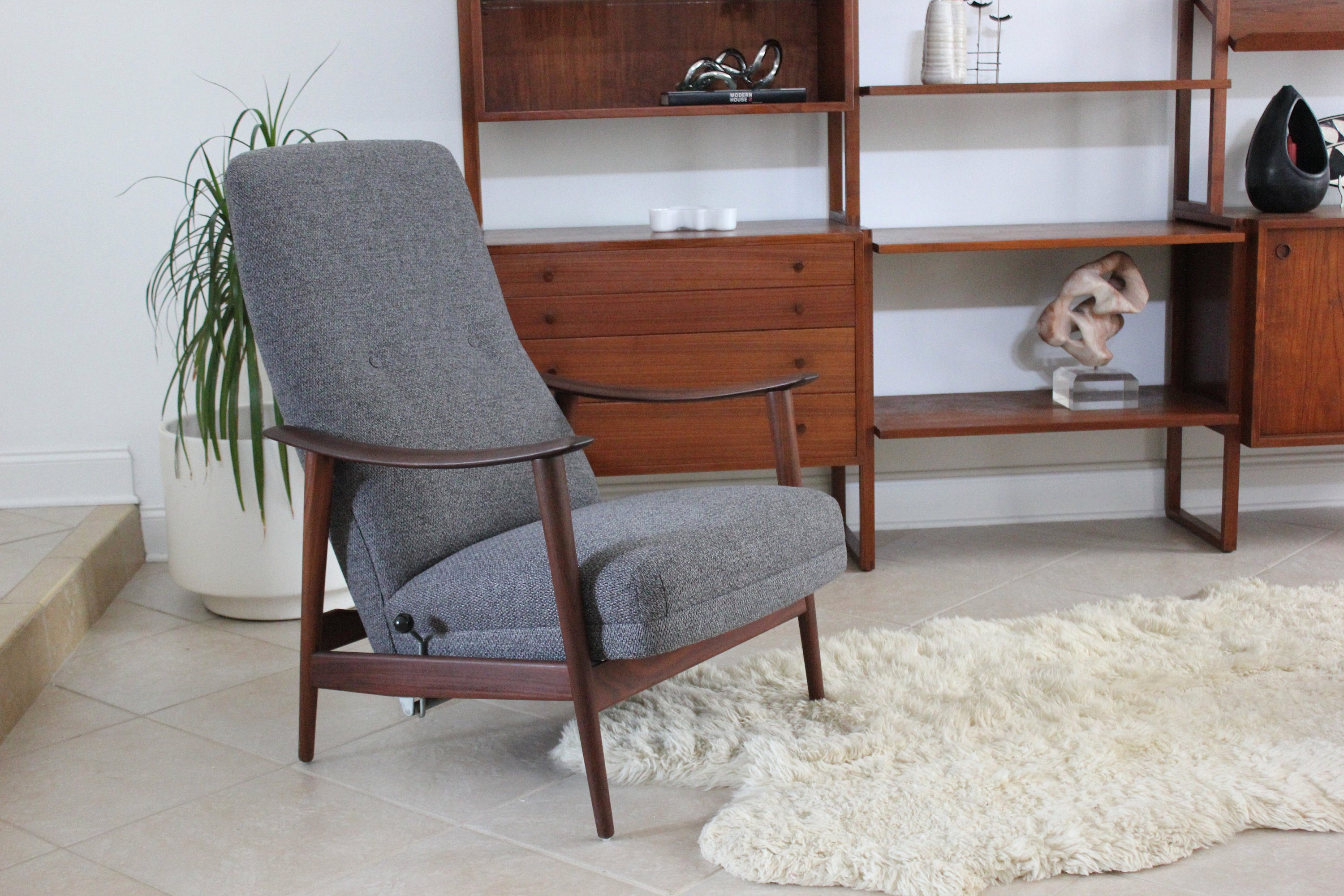 Mid Century Modern Scandinavian High Back Reclining Lounge ...