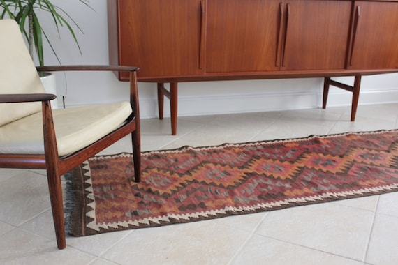 Vintage Bohemian Kilim Runner Hallway Rug