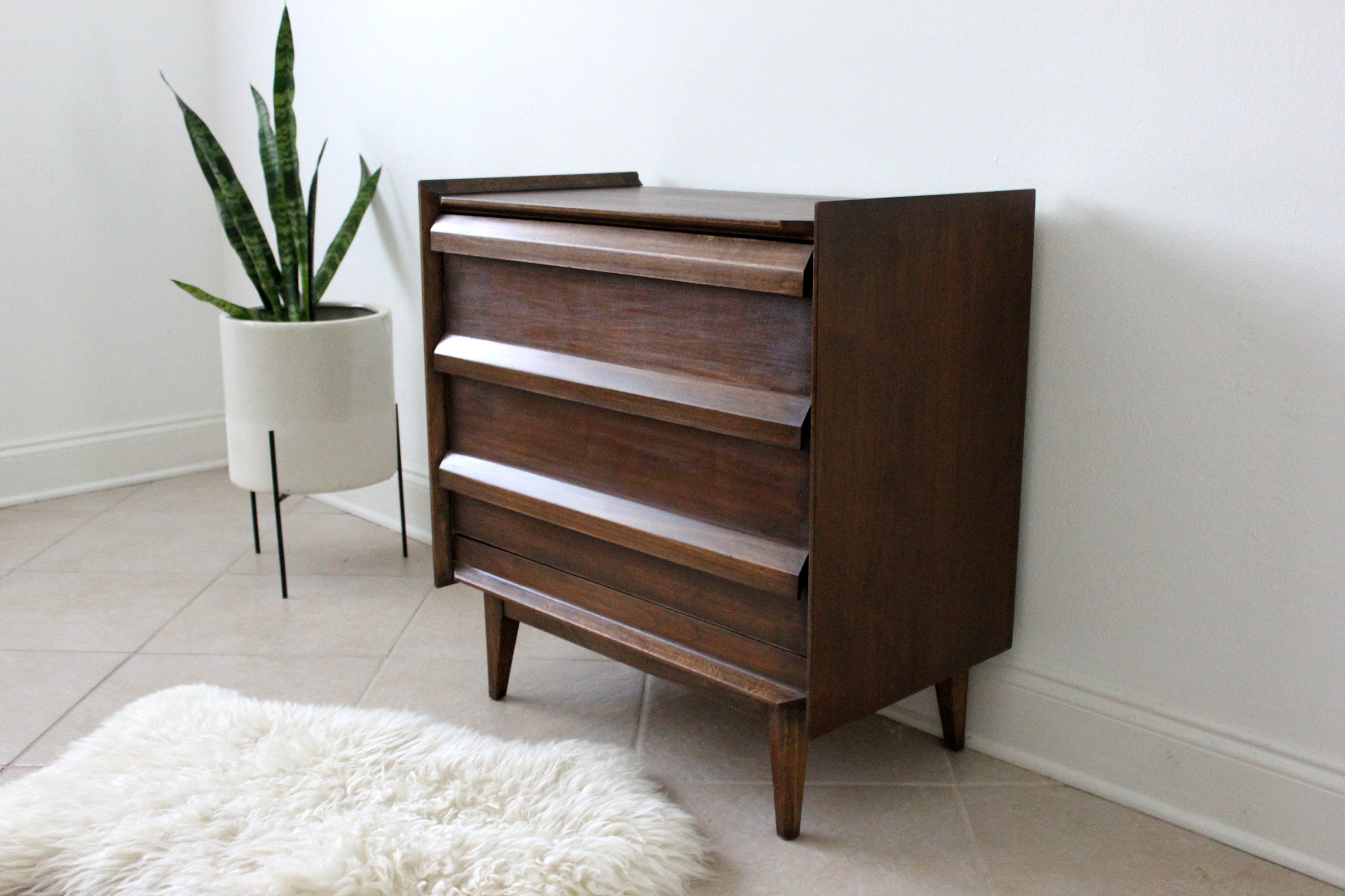 Mid Century Modern Walnut Record Cabinet By Lane