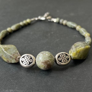 Large 9 inch 23cm Connemara marble bracelet . Celtic bracelet Irish designer jewelry. Lasting heirloom jewelry. Made in Ireland .