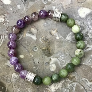 Mens Connemara marble and Amethyst Celtic stretch bracelet. Irish made jewelry Celtic bracelet for men  Irish gifts for men. Unisex Ireland