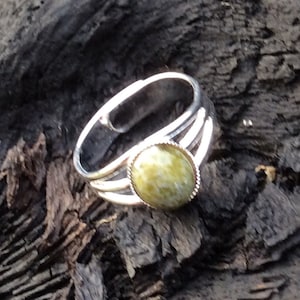 Connemara marble ring . Gemstone adjustable silver plated ring. Irish cabochon Irish Jewelry. Irish gift. Made in Ireland. Irish ring.