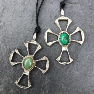 Malachite Celtic cross necklace. Aventurine Celtic cross pendant. Silver Celtic cross pendant. Irish Jewelry Celtic cross Irish gift