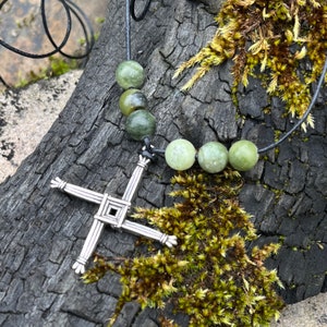 St. Brigids cross pendant necklace with Connemara marble beads. Irish Jewelry Gift . Brigid of Kildare. 1st February St. Bridgets Imbolc