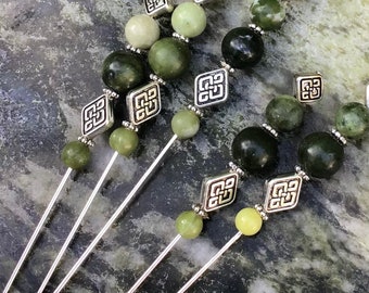 Connemara Marble Kilt Pin Brooch, Celtic Hat Scarf Pin, Irish Jewelry
