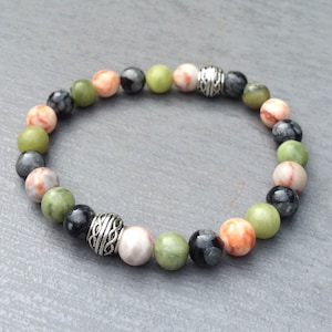 Connemara marble Cork marble Kilkenny marble Men’s  bracelet. Irish made jewelry gift Irish craft. Stretch bracelet for men. Ireland