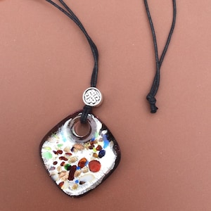 Murano Venetian glass pendant with Celtic design bead. Irish made jewelry craft. Murano Christmas gift stunning colours