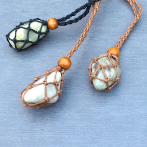 Connemara marble macrame pendant Irish Jewelry gift craft. Mens women Unisex pendant Made in Ireland with Irish marble pebble tumbled stone
