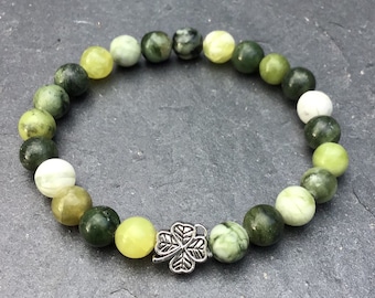 Connemara marble St. Patrick’s Day special Shamrock clover bracelet Irish Jewelry Irish gift. Made in Ireland Irish souvenir gift craft art