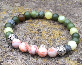 Connemara & Cork Marble Stretch Bracelet, Celtic Irish Jewelry