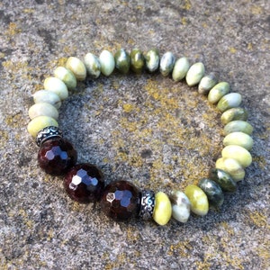 Connemara marble garnet or amethyst designer chunky bracelet. Irish jewellery Irish gemstone gift. Irish Wearable art