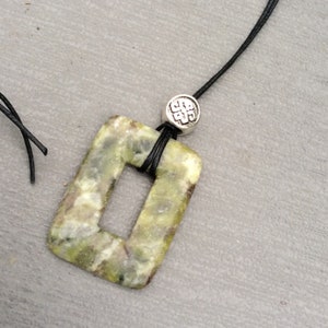 Irish Jewelry Connemara marble rectangular Celtic knot bead pendant Irish Jewelry gift craft . Irish marble. Green gemstone silver celt bead