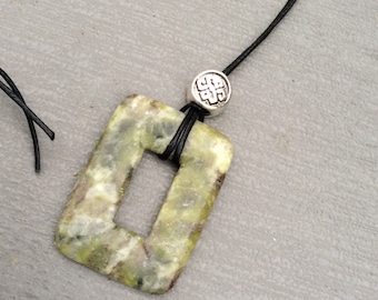 Irish Jewelry Connemara marble rectangular Celtic knot bead pendant Irish Jewelry gift craft . Irish marble. Green gemstone silver celt bead