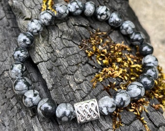 Pulsera celta de mármol de Kilkenny y piedra caliza fósil irlandesa. Joyería irlandesa. Piedra hermana del mármol de Connemara. Regalo irlandés. Regalo para hombre y mujer.