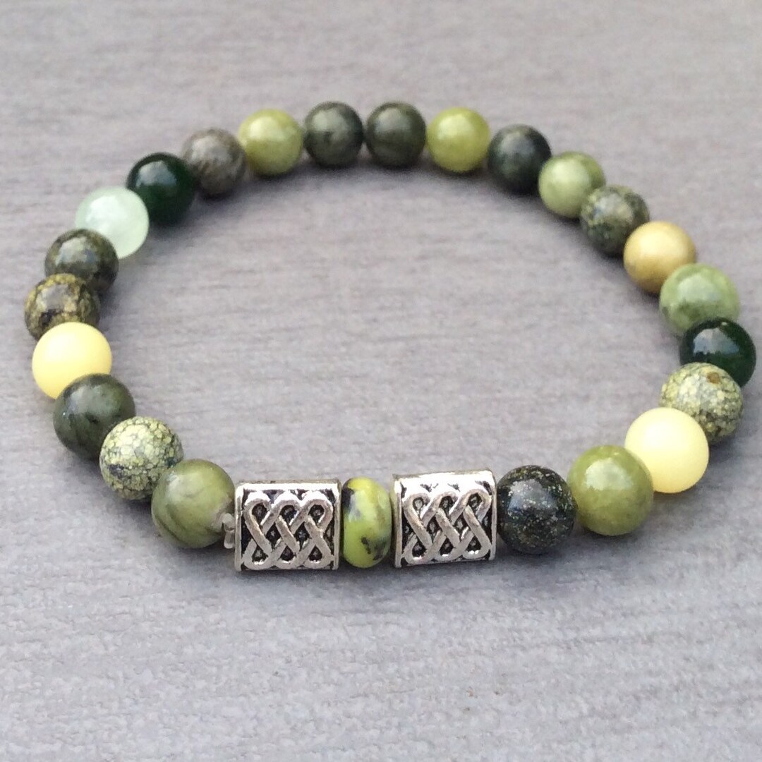 Connemara Marble Men's Bracelet, Celtic Knot Beads, Made in Ireland - Etsy