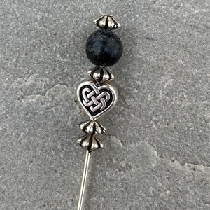 Irish Celtic heart pin brooch with Kilkenny marble. Celtic heart bead. Irish gifts for women. Christmas present for her. Shawl pin
