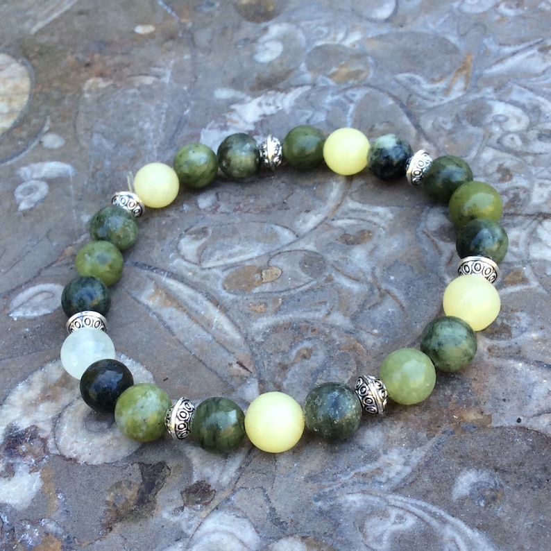 Connemara Marble Stretch Bracelet With Silver Plated Beads. - Etsy