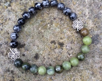 Connemara & Kilkenny Marble Bracelet with Shamrock Charm beads – Irish Jewelry