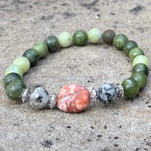 Cork marble with Connemara marble and granite bracelet . Irish jewelry. Irish made gift. Irish gifts for women.Natural stone Geologist gift.