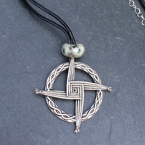 St. Brigid's Cross Pendant: Irish Granite & Marble Necklace