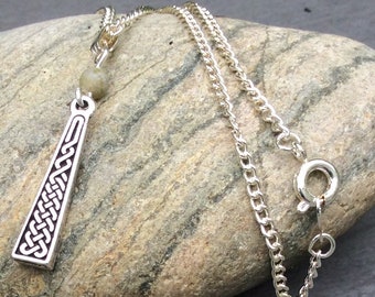 Connemara marble Celtic knot silver pewter pendant necklace.Irish jewelry gift craft. Irish souvenir.Irish braid pendant