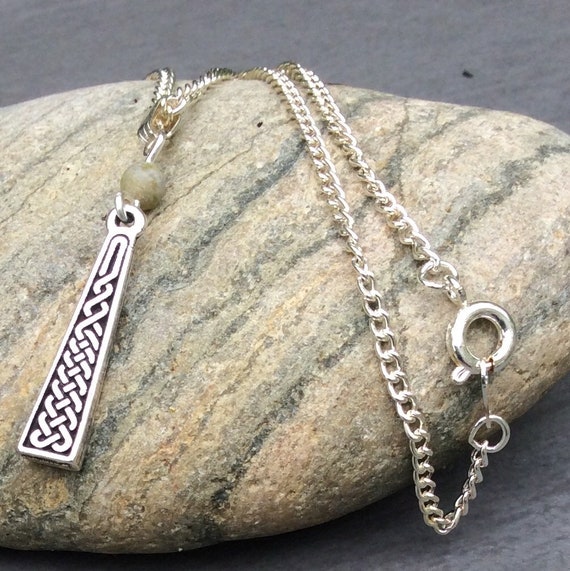Connemara Marble Celtic Knot Silver Pewter Pendant Necklace.irish