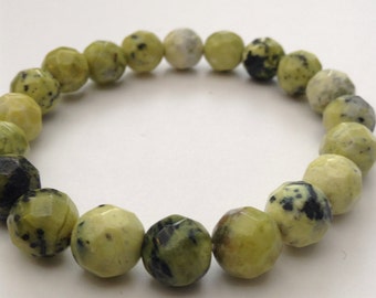 Connemara marble faceted bead bracelet designed by Sue Bowden at All that Glisters. Irish Jewelry Irish gift. Souvenir Connemara Jewelry