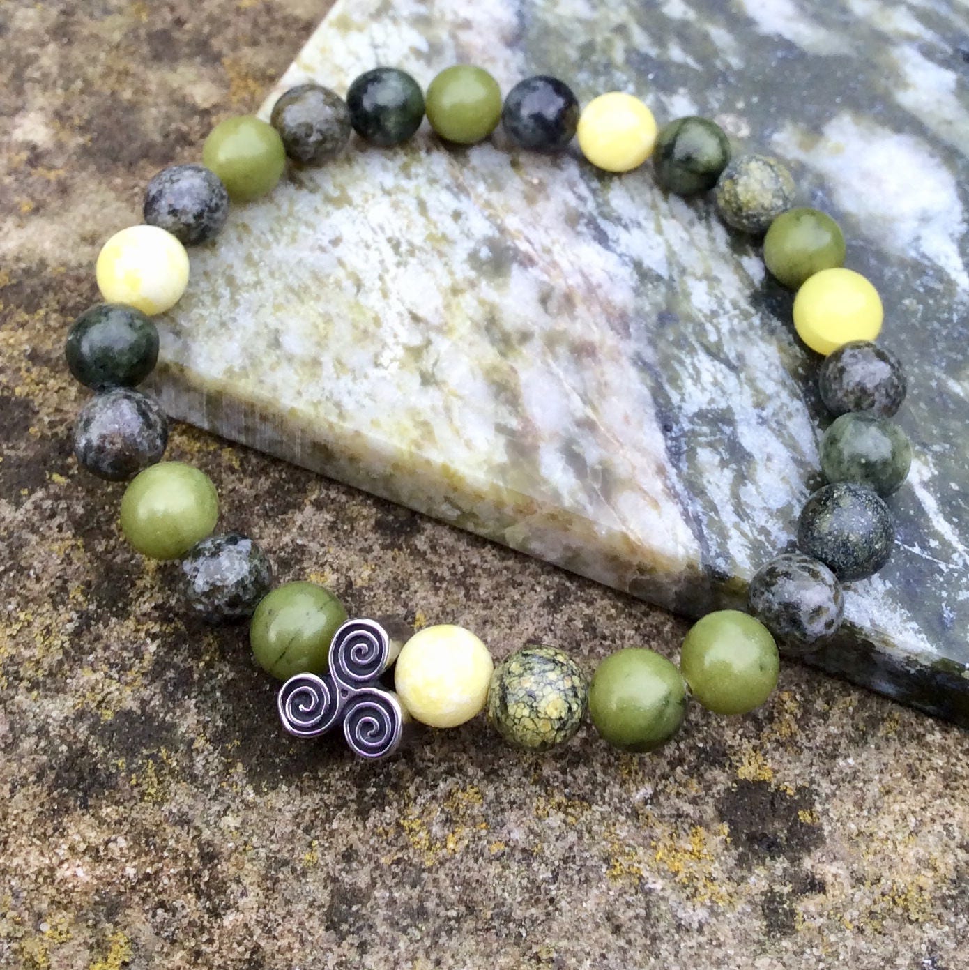 black onyx Connemara marble Irish Celtic Jewelry Gemstone gift Men bracelet black onyx Connemara marble Irish Celtic Jewelry Gemstone gift Men bracelet