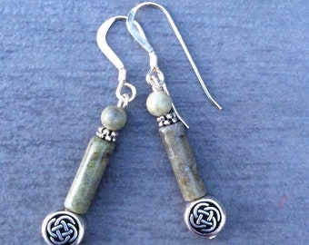 Connemara Marble Celtic Knot Earrings, Sterling Silver, Irish Jewelry