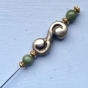 Connemara marble 5 inch antique gold Hat, kilt, shawl, scarf, lapel pin brooch. Irish Jewelry. Christmas gift jewelry. Spiral Celtic Design