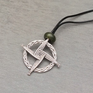 St. Brigid's Cross Necklace, Connemara Marble Pendant, Irish Souvenir Gift