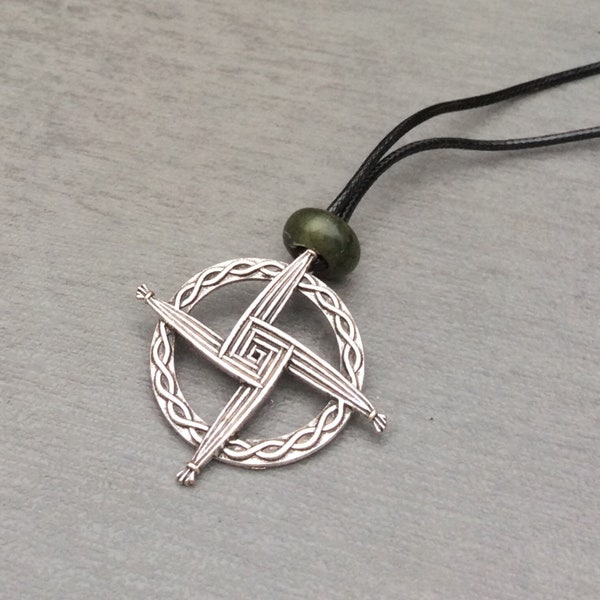 St. Brigids cross Connemara marble pendant necklace. Irish Jewelry Gift souvenir. Brigid of Kildare. 1st February St Bridgets Imbolc