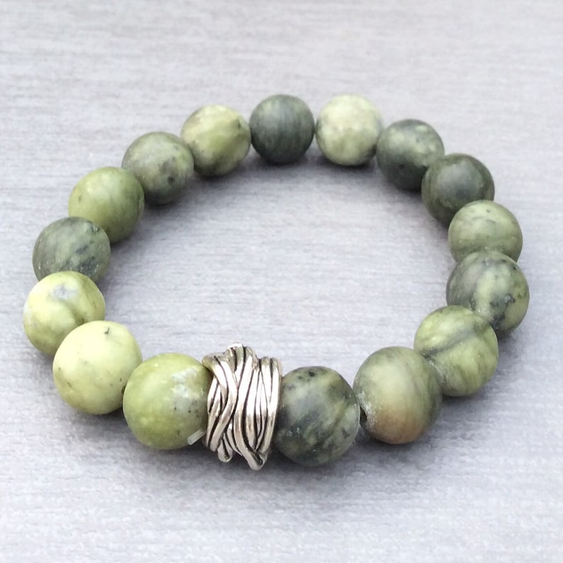 Connemara Marble Chunky Bead Bracelet. Celtic Gemstone Irish Etsy
