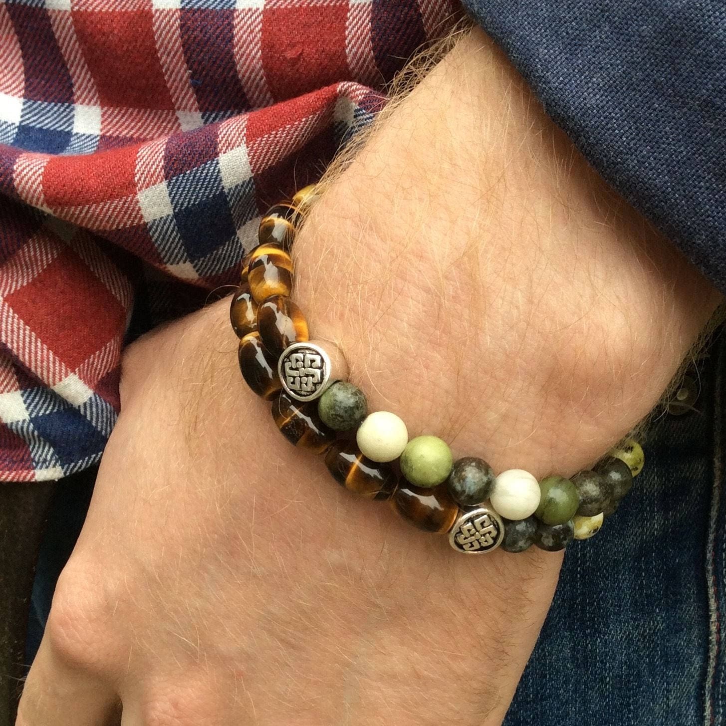 black onyx Connemara marble Irish Celtic Jewelry Gemstone gift Men bracelet black onyx Connemara marble Irish Celtic Jewelry Gemstone gift Men bracelet