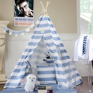 Jeffery Teepee Package with poles, LED light, matching flags banner and storage bag image 1