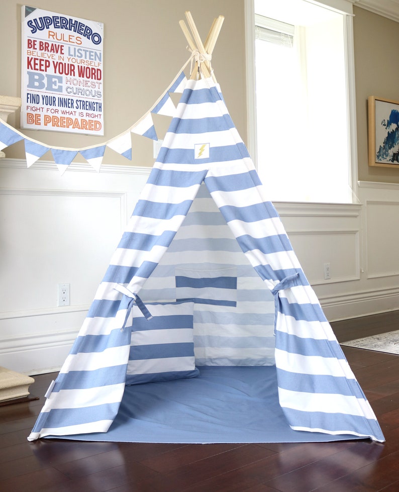 Jeffery Teepee Package with poles, LED light, matching flags banner and storage bag image 2