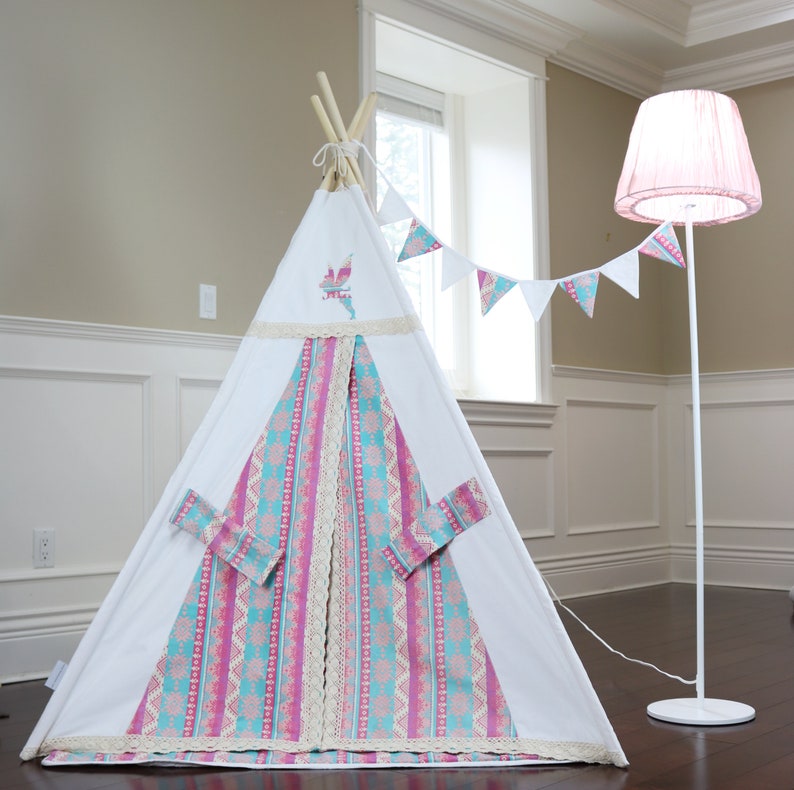 Alice Teepee Package Includes Teepee,Poles,Flags Banner, LED Lights,Storage Bag, Tipi, Girls Room Decor image 3