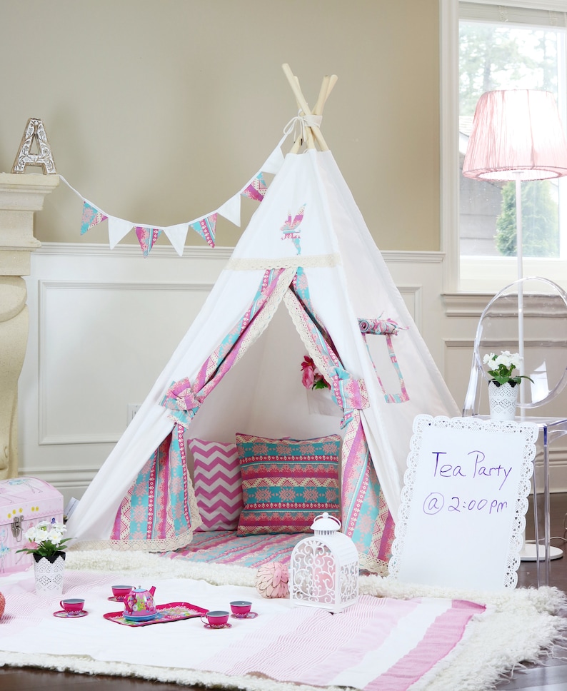 Alice Teepee Package Includes Teepee,Poles,Flags Banner, LED Lights,Storage Bag, Tipi, Girls Room Decor image 2