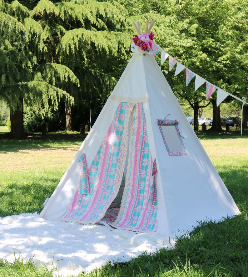 Alice Teepee Package Includes Teepee,Poles,Flags Banner, LED Lights,Storage Bag, Tipi, Girls Room Decor image 4