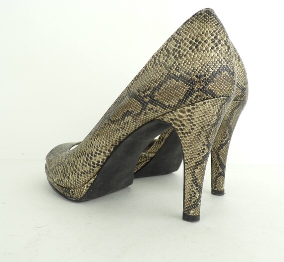 Vintage Snake Print Heels, 90s Animal Print Pumps… - image 4