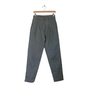 Vintage Gray Leather Pants, Womens High Waist Leather Pants, 1990s Genuine Leather Straight Leg Pants, Womens Size Small