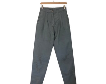 Vintage Gray Leather Pants: 1990s High Waist Straight Leg, Women's Small