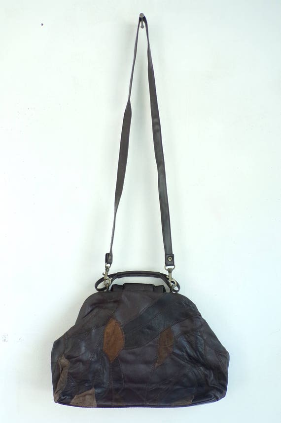 Vintage Patchwork Purse, Brown Shoulder Bag, Patt… - image 4