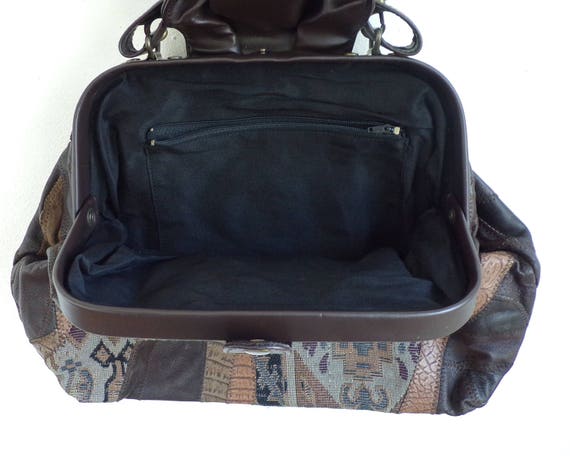 Vintage Patchwork Purse, Brown Shoulder Bag, Patt… - image 5