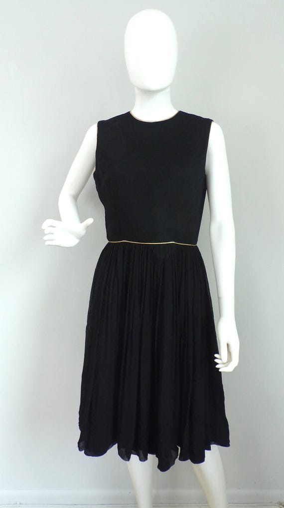 Vintage 1960s Silk Dress, 60s Sleeveless Dress, F… - image 2